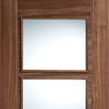 LPD Joinery Bespoke Fire Door Pair, Vancouver Walnut 4L Pair - 1/2 Hour Fire Rated - Clear Glass - Prefinished