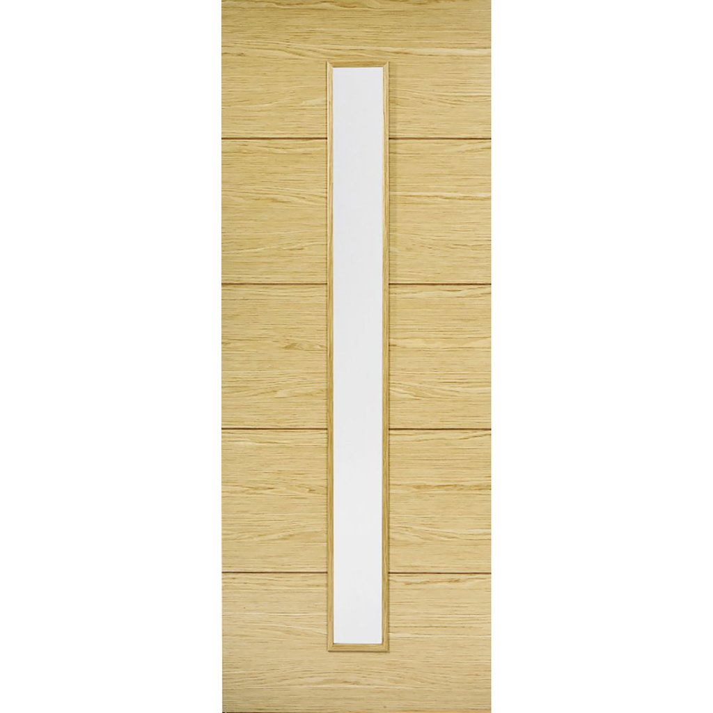 Bespoke Lille 1L Oak Flush Door - Clear Glass - Prefinished