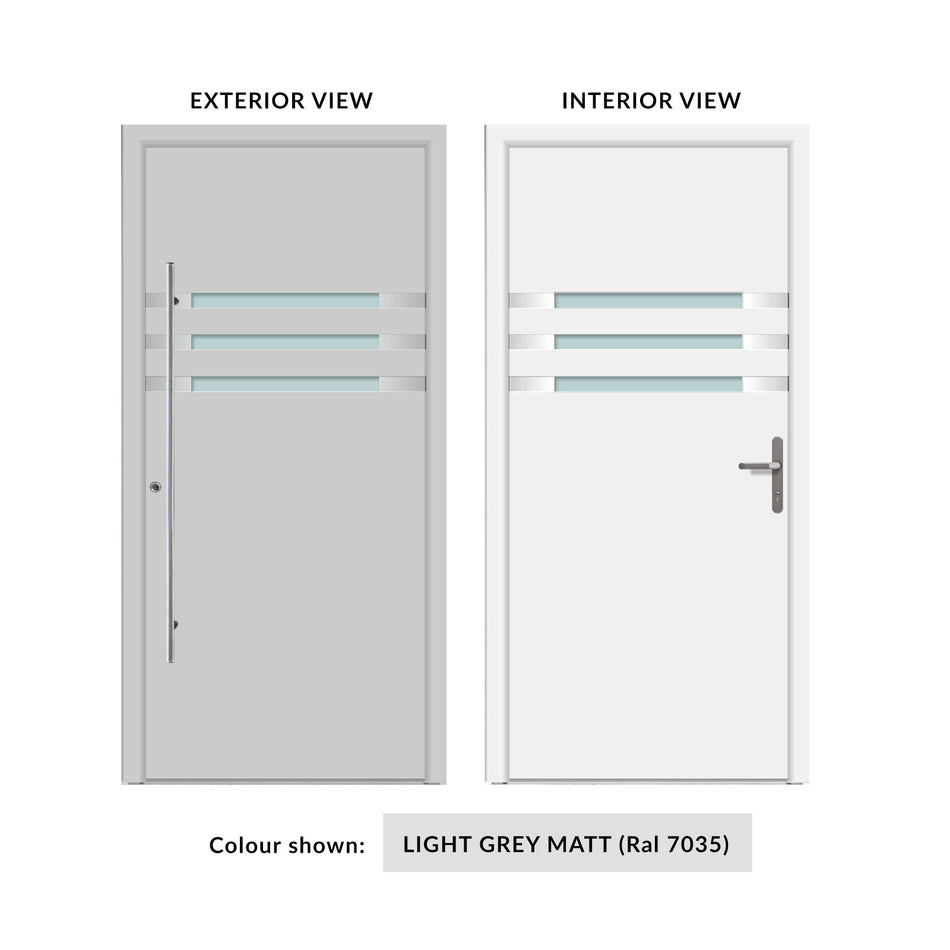 External ThruSafe Aluminium Front Door - 1290 Stainless Steel - 7 Colour Options