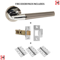 Tennessee Status Fire Lever on Round Rose - Black Nickel -  Polished Chrome Handle Pack
