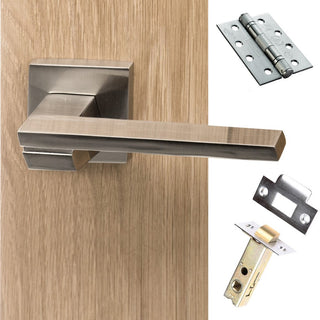 Image: Senza Pari Giovanni Fire Lever on Flush Rose - Satin Nickel Handle Pack