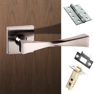 Image: Senza Pari Guido Fire Lever on Flush Rose - Satin Nickel Handle Pack