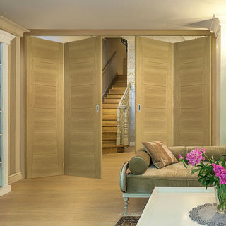 Image: Four Folding Doors & Frame Kit - Pamplona Oak Flush 2+2 - Prefinished