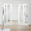 Pattern 10 1L Staffetta Quad Telescopic Pocket Doors  - Clear Glass - Primed