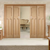 DX 1930'S Oak Veneer Staffetta Quad Telescopic Pocket Doors - Prefinished
