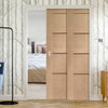 Shaker 4 Panel Oak Veneer Staffetta Twin Telescopic Pocket Doors - Prefinished