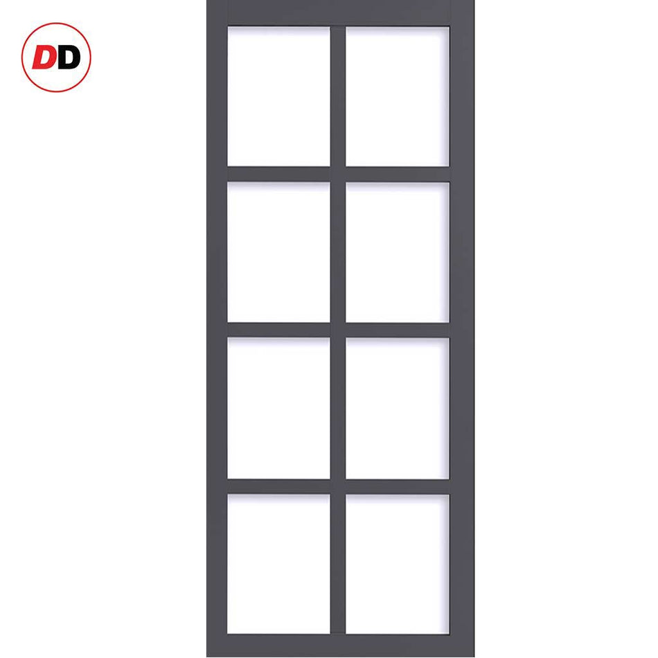 Handmade Eco-Urban Perth 8 Pane Solid Wood Internal Door UK Made DD6318SG - Frosted Glass - Eco-Urban® Stormy Grey Premium Primed