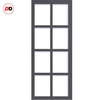 Perth 8 Pane Solid Wood Internal Door Pair UK Made DD6318G - Clear Glass - Eco-Urban® Stormy Grey Premium Primed