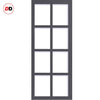 Eco-Urban Perth 8 Pane Solid Wood Internal Door Pair UK Made DD6318SG - Frosted Glass - Eco-Urban® Stormy Grey Premium Primed