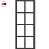 Perth 8 Pane Solid Wood Internal Door UK Made DD6318G - Clear Glass - Eco-Urban® Shadow Black Premium Primed