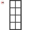 Eco-Urban Perth 8 Pane Solid Wood Internal Door Pair UK Made DD6318SG - Frosted Glass - Eco-Urban® Shadow Black Premium Primed