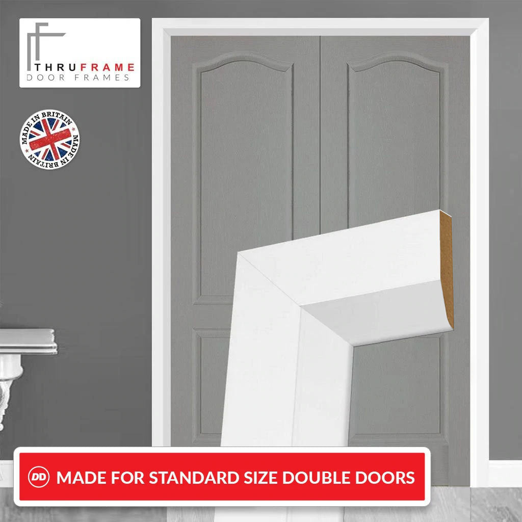 Made to Size Double Interior White Primed Door Lining Frame and Modern Architrave Set
