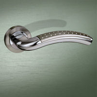 Monaco Mediterranean Lever On Rose - Satin Nickel - Polished Chrome