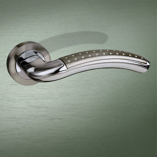 Image: Monaco Mediterranean Lever On Rose - Satin Nickel - Polished Chrome