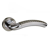 Monaco Mediterranean Lever On Rose - Satin Nickel - Polished Chrome