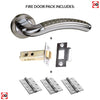 Monaco Mediterranean Fire Lever On Rose - Satin Nickel - Polished Chrome Handle Pack