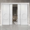 Four Sliding Doors and Frame Kit - Montpellier 3 Panel Door - White Primed