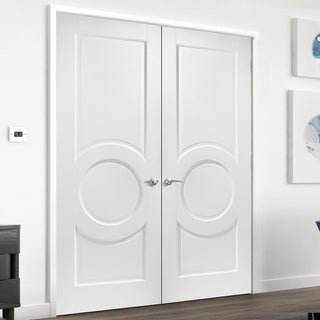 Image: Montpellier 3 Panel Fire Door Pair - 1/2 Hour Fire Rated - White Primed