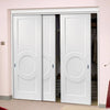 Three Sliding Wardrobe Doors & Frame Kit - Montpellier 3 Panel Door - White Primed