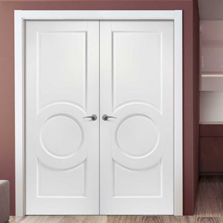 Image: Montpellier 3 Panel Door Pair - White Primed