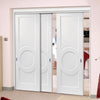 Three Sliding Doors and Frame Kit - Montpellier 3 Panel Door - White Primed