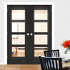 Bespoke Montreal Prefinished Dark Grey Ash Internal Door Pair - Clear Glass