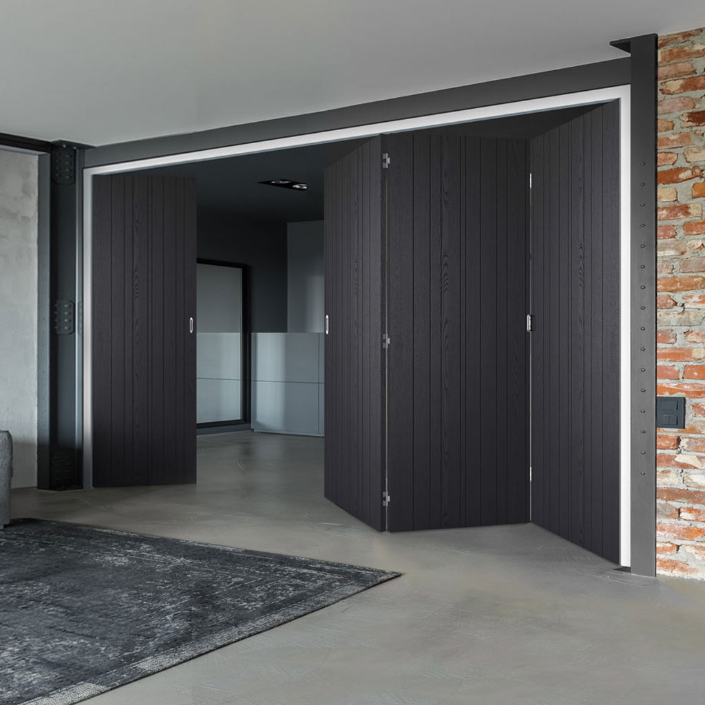 Four Folding Doors & Frame Kit - Montreal Charcoal 3+1 - Prefinished