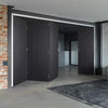 Four Folding Doors & Frame Kit - Montreal Charcoal 3+1 - Prefinished