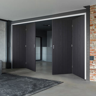 Image: Four Folding Doors & Frame Kit - Montreal Charcoal 2+2 - Prefinished