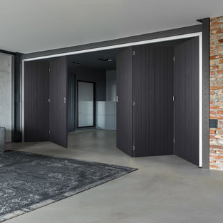 Image: Five Folding Doors & Frame Kit - Montreal Charcoal 3+2 - Prefinished