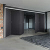 Five Folding Doors & Frame Kit - Montreal Charcoal 3+2 - Prefinished