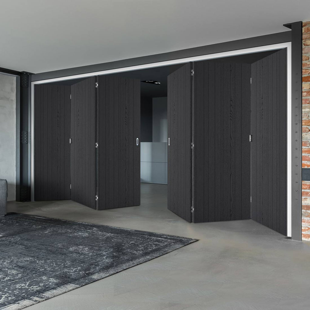 Six Folding Doors & Frame Kit - Montreal Charcoal 3+3 - Prefinished