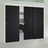 Pass-Easi Three Sliding Doors and Frame Kit - Montreal Charcoal Door - Prefinished