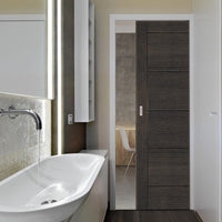 Montreal Dark Grey Ash Evokit Pocket Fire Door - 1/2 Hour Fire Rated - Prefinished