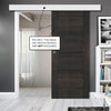 Single Sliding Door & Wall Track - Montreal Prefinished Dark Grey Ash Door