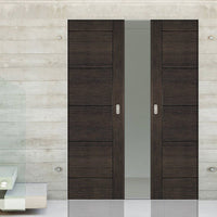 Montreal Dark Grey Ash Absolute Evokit Double Pocket Doors - Prefinished