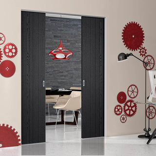 Image: Montreal Charcoal Absolute Evokit Double Pocket Door - Prefinished
