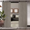 Top Mounted Black Sliding Track & Double Door - Laminate Montreal Light Grey Doors - Prefinished