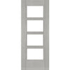 Montreal Double Absolute Evokit Pocket Door -Light Grey Ash - Prefinished - Clear Glass