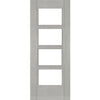 Montreal Double Evokit Pocket Doors - Light Grey Ash - Prefinished - Clear Glass