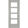 Montreal Light Grey Ash Fire Internal Door - Clear Glass - 1/2 Hour Fire Rated - Prefinished