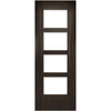 Montreal Dark Grey Ash Absolute Evokit Double Pocket Door Detail - Clear Glass - Prefinished