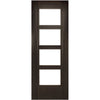 Montreal Dark Grey Ash Absolute Evokit Double Pocket Door Detail - Clear Glass - Prefinished