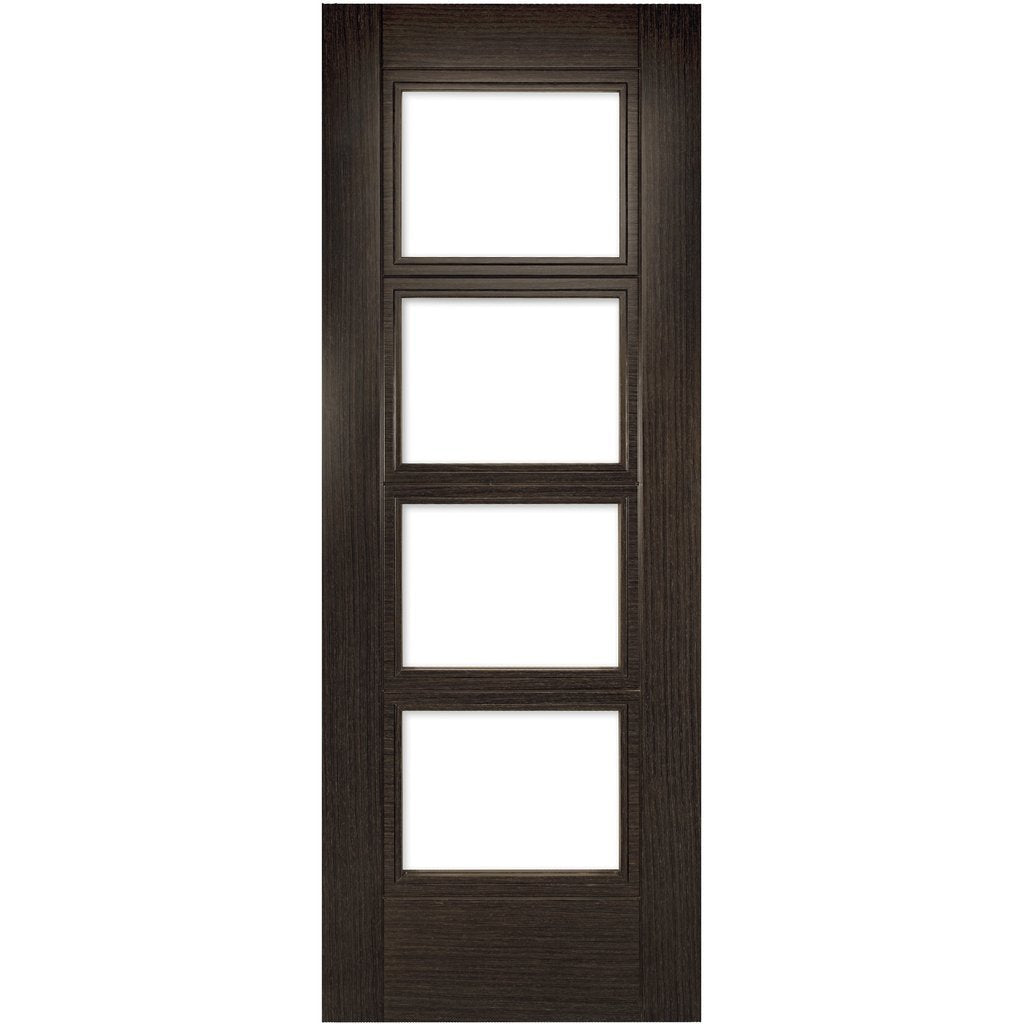 Montreal Dark Grey Ash Double Evokit Pocket Door Detail - Clear Glass - Prefinished