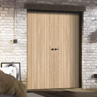 Image: Montreal Oak Flush Internal Internal Door Pair - Prefinished