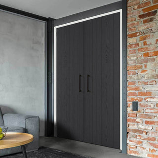 Image: Laminate Montreal Black Internal Door Pair - Prefinished