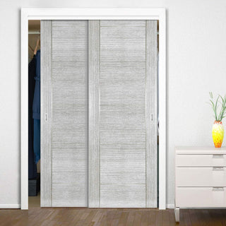 Image: Two Sliding Maximal Wardrobe Doors & Frame Kit - Montreal Prefinished Light Grey Ash Door