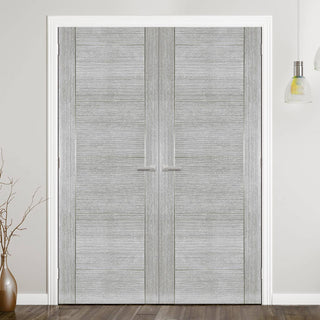 Image: Montreal Light Grey Ash Fire Internal Door Pair - 1/2 Hour Fire Rated - Prefinished