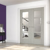Montreal Light Grey Ash Internal Door Pair - Clear Glass - Prefinished