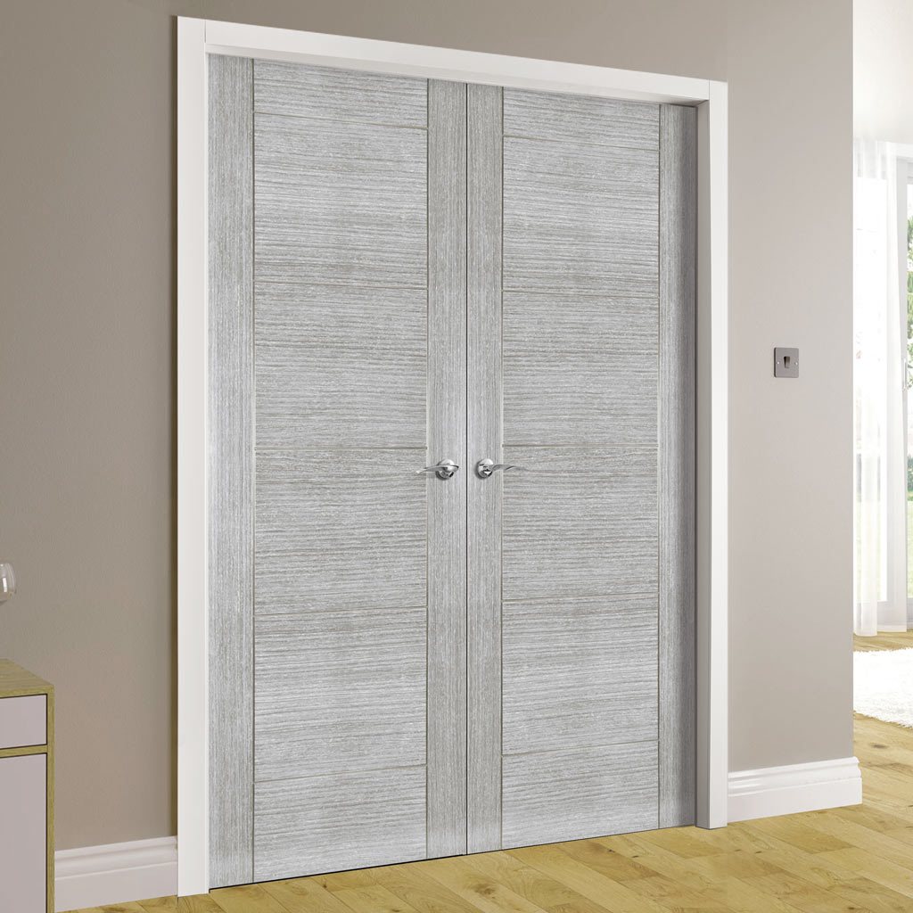 Bespoke Montreal Prefinished Light Grey Ash Internal Door Pair